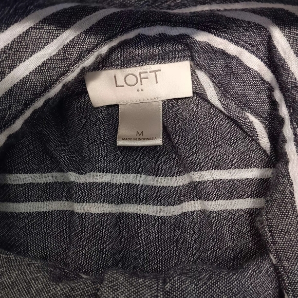 LOFT Navy and White Striped Button-Up Shirt - Picture 11 of 11
